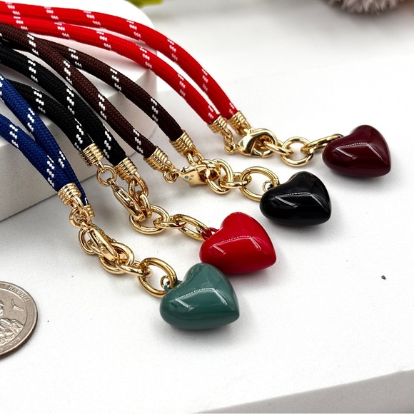 ROXANNE ASSOULIN The Happy Cord Charm Necklace Blue & Burgundy - Picture 8 of 12